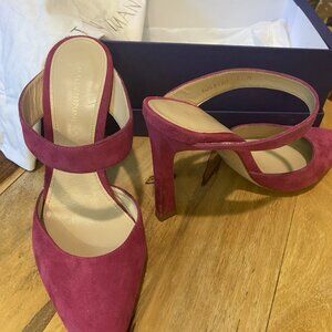 Stuart Weitzman Fuchsia Pnk Eventually Mules Pointed Heels Shoes